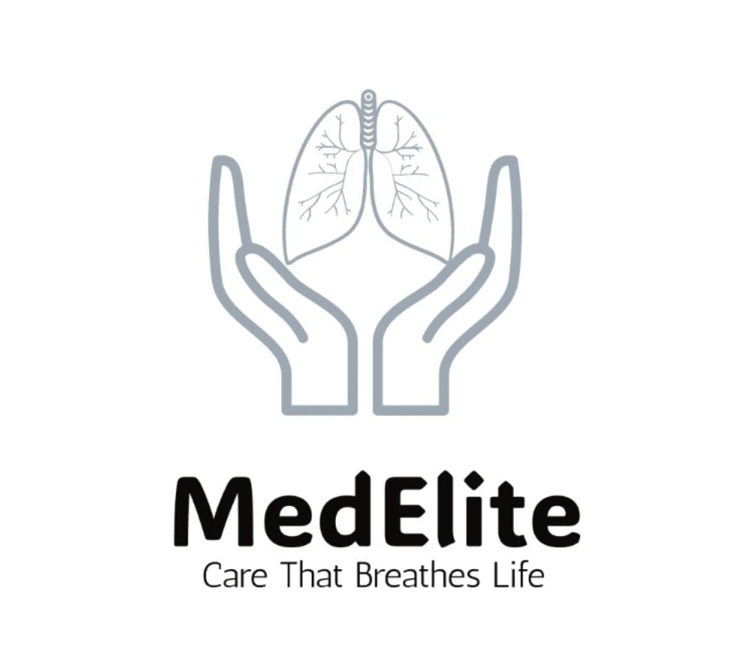 MedElite logo and Care That Breathes Life tagline